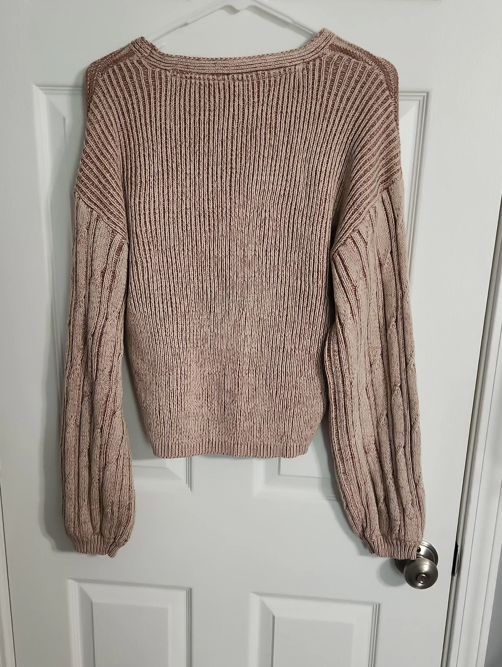 NWOT. Free People When It Rains V-neck Sweater Sz. Medium In Toast Combo